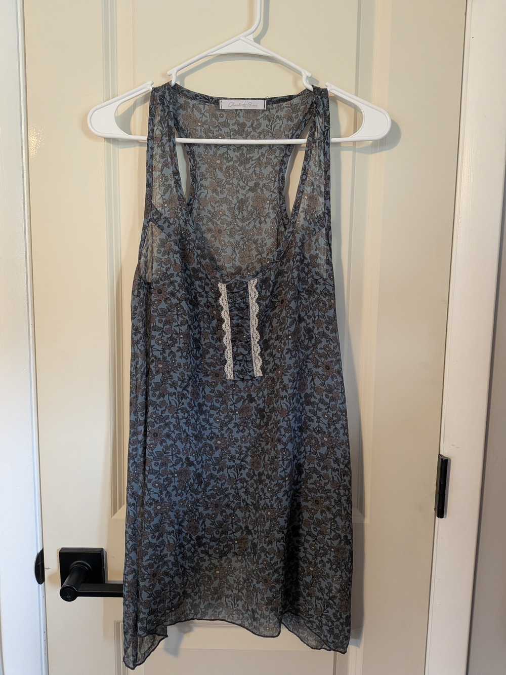 Charlotte Russe Sheer Floral Chemise - Gray